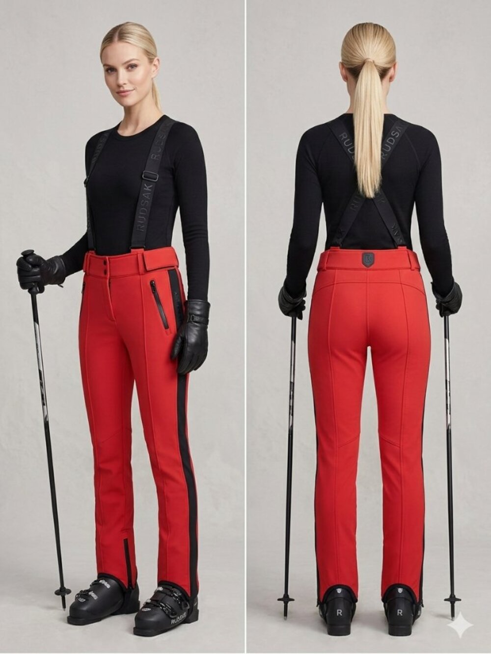 Rudsak Limited Edition Women’s Stirrup Ski Pants Red Suspenders-15°C Size P/S
